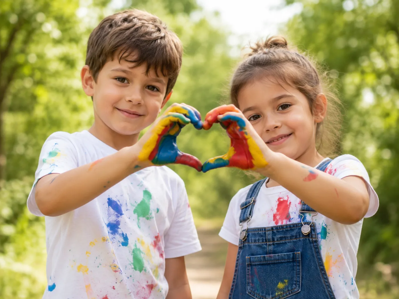 A painted heart craft at View Royal Childcare